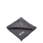 Coperta personalizzata ecologica con frange ai bordi Ukiyo color grigio scuro vista area di stampa