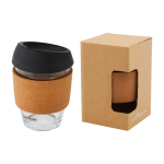 Bicchiere tappo silicone parete singola 360ml Takeaway Cork Grip color nero vista con stampa tampografica