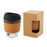 Bicchiere tappo silicone parete singola 360ml Takeaway Cork Grip color nero seconda vista con stampa in tampografia