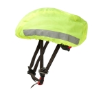 Copri casco promozionale fluo per bici con fasce riflettenti Reflex color giallo fluorescente vista laterale
