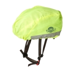 Copri casco promozionale fluo per bici con fasce riflettenti Reflex color giallo fluorescente vista con stampa serigrafica