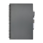 Block notes personalizzati A5 con elastico pennarello cancellabile color grigio scuro seconda vista frontale