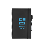 Block notes personalizzati A5 con elastico pennarello cancellabile vista area di stampa
