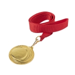 Medaglia personalizzata dorata in rilievo e nastro poliestere Olympe terza vista