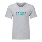 T-shirt con scollo a V in cotone pettinato da 140g/m² Fruit of the Loom vista area di stampa