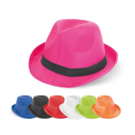 Cappello in plastica PP di vari colori con nastro sublimabile vari colori