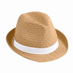Cappello di paglia chiaro con nastro personalizzabile Dominica Clear color camel prima vista