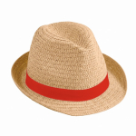 Cappello di paglia chiaro con nastro personalizzabile Dominica Clear color camel seconda vista