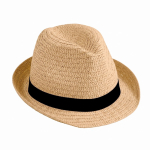 Cappello di paglia chiaro con nastro personalizzabile Dominica Clear color camel quarta vista