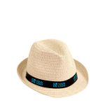 Cappello di paglia chiaro con nastro personalizzabile Dominica Clear color naturale vista area di stampa