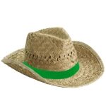 Cappello di paglia chiaro con nastro tanti colori stampabili Indiana color verde
