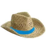 Cappello di paglia chiaro con nastro tanti colori stampabili Indiana color blu reale