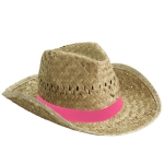 Cappello di paglia chiaro con nastro tanti colori stampabili Indiana color fucsia