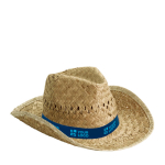 Cappello di paglia chiaro con nastro tanti colori stampabili Indiana color blu mare vista area di stampa