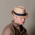 Cappelli di paglia promozionali con nastro colorato con logo Rio Clear color camel seconda vista