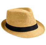 Cappelli di paglia promozionali con nastro colorato con logo Rio Clear color camel quinta vista