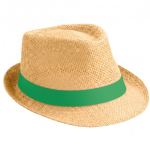 Cappelli di paglia promozionali con nastro colorato con logo Rio Clear color camel sesta vista