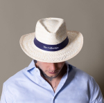 Cappelli di paglia con logo su nastro in tanti colori vivaci Cancun color naturale seconda vista