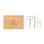 Set manicure con 4 accessori in scatola di bambù magnetica Beauty color legno quarta vista principale