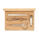 Set manicure con 4 accessori in scatola di bambù magnetica Beauty color legno quinta vista