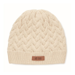 Berretti invernali a maglia riciclato etichetta stampabile Punto RPET color beige vista area di stampa