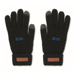 Guanti invernali personalizzati ecologici RPET con 2 dita touch Winter color nero vista area di stampa