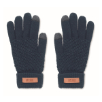 Guanti invernali personalizzati ecologici RPET con 2 dita touch Winter color blu mare vista area di stampa