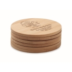 Set di 6 sottobicchieri rotondi in bambù in sacchetto di cotone Bamboo color legno quinta vista principale