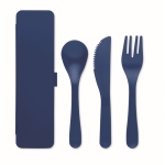 Colorate posate con logo in plastica con astuccio abbinato Takeaway color blu terza vista