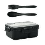 Porta pranzo con logo grande con posate e due scomparti  1L All-in-one color nero