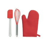 Set da cucina con guanto da forno personalizzabile, frusta e spatola Cook color rosso sesta vista