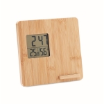 Stazione meteo con logo schermo Led e caricatore wireless Charge color legno
