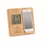 Stazione meteo con logo schermo Led e caricatore wireless Charge color legno seconda vista principale