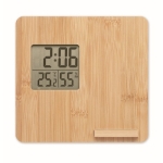 Stazione meteo con logo schermo Led e caricatore wireless Charge color legno quarta vista