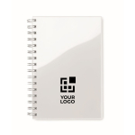 Blocco note personalizzato A5 con spirale fogli a righe Colors RPET color bianco vista area di stampa