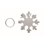Multi attrezzo in acciaio inox 17 funzioni e anello portachiavi Snowflake color titanio