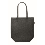 Tote bag con logo in feltro rPET con manici lunghi color grigio scuro terza vista