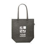 Tote bag con logo in feltro rPET con manici lunghi color grigio scuro vista area di stampa