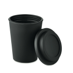 Bicchiere asporto doppio strato tappo antifuga 300ml TakeAway Minimal color nero vista laterale