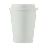 Bicchiere asporto doppio strato tappo antifuga 300ml TakeAway Minimal color bianco vista posteriore