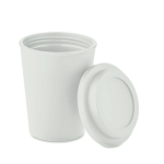 Bicchiere asporto doppio strato tappo antifuga 300ml TakeAway Minimal color bianco vista laterale