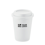 Bicchiere asporto doppio strato tappo antifuga 300ml TakeAway Minimal color bianco vista area di stampa