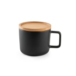 Tazza promozionale in ceramica con coperchio bamboo 230ml Small Cover color nero prima vista