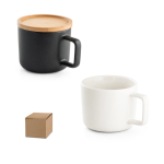 Tazza promozionale in ceramica con coperchio bamboo 230ml Small Cover vari colori