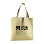 Borsa in TNT laminata lucida con manici lunghi 80 g/m² color oro vista area di stampa