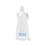 Economica bottiglia d'acqua pubblicitaria pieghevole 420ml Rebel color bianco vista area di stampa
