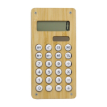 Calcolatrice promozionale 8 cifre pannello solare e pile Bambù Design color legno prima vista