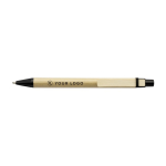 Semplice penna in cartone con clip in legno inchiostro blu Woodclip color nero terza vista