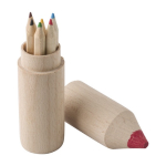 Matitone in legno con 6 pastelli colorati personalizzati Mini Pencil color marrone seconda vista