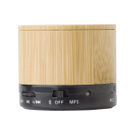 Speaker bluetooth 4.2 cilindrico in ABS e bambù con luce LED color nero terza vista